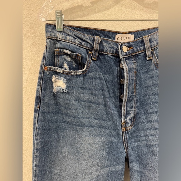 Cello Super High Rise Dad Denim Button Fly 100% Cotton Blue Jeans Size 11 - Picture 3 of 14